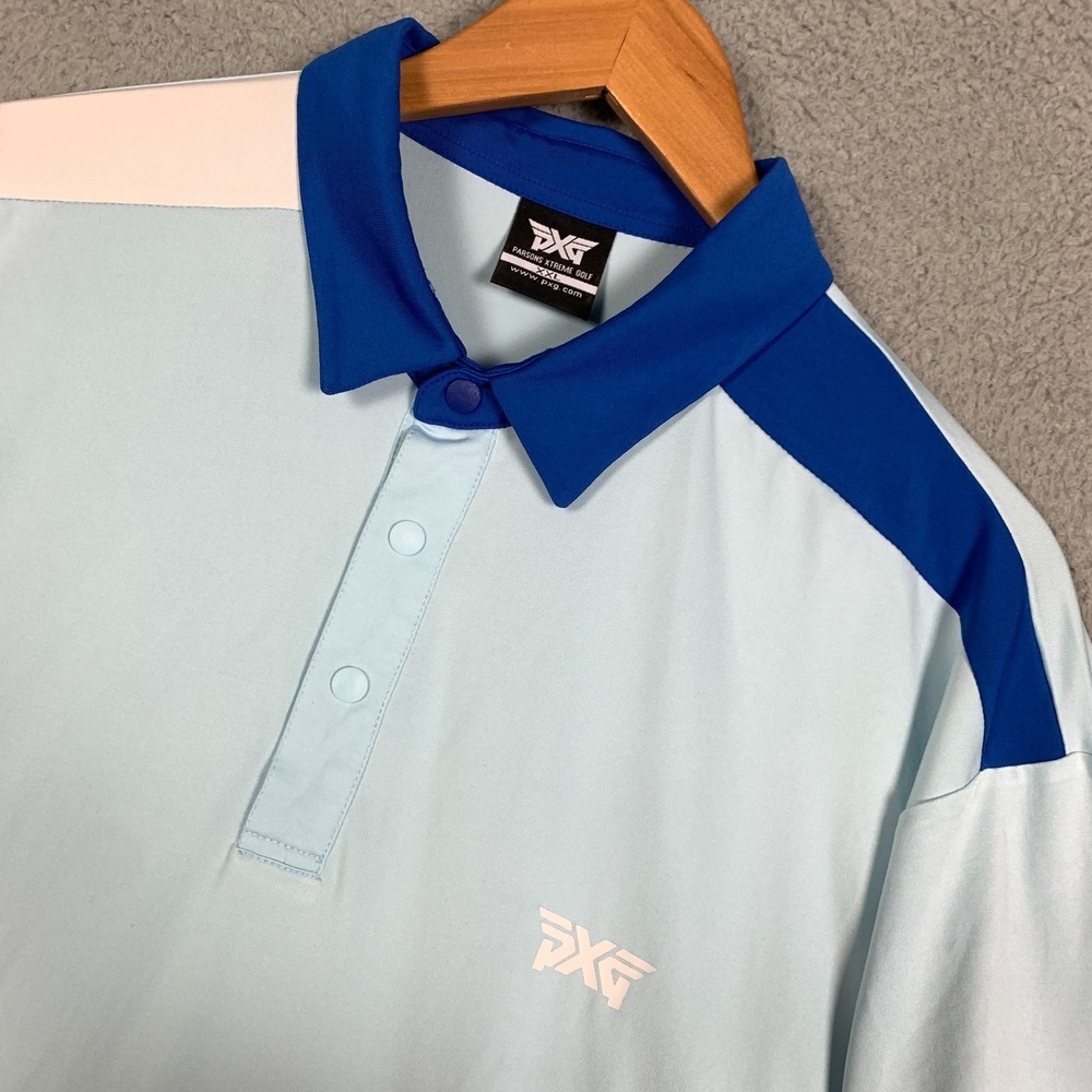 PXG‎ Golf Polo Shirt Men's XXL 2XL Light Blue Golf Short-Sleeve Quick Dry Sports